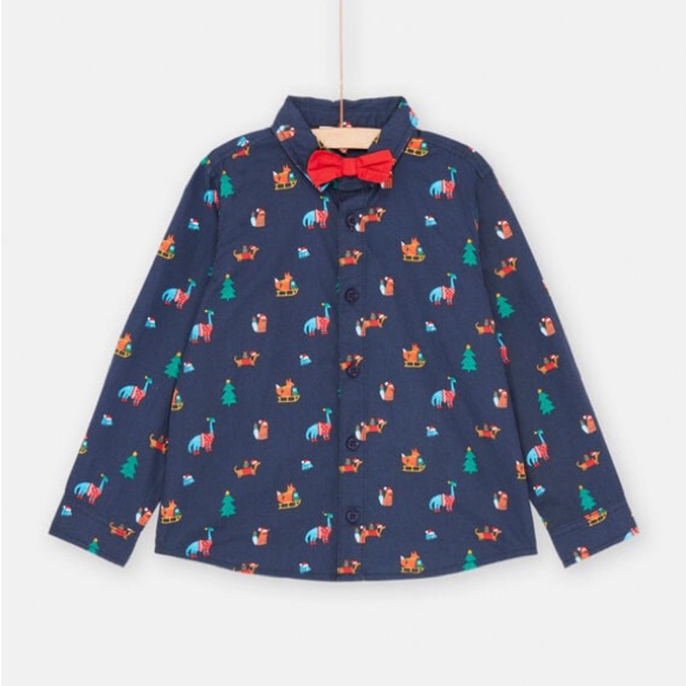 DPAM Kids Holiday Dress Shirt with Bow Tie